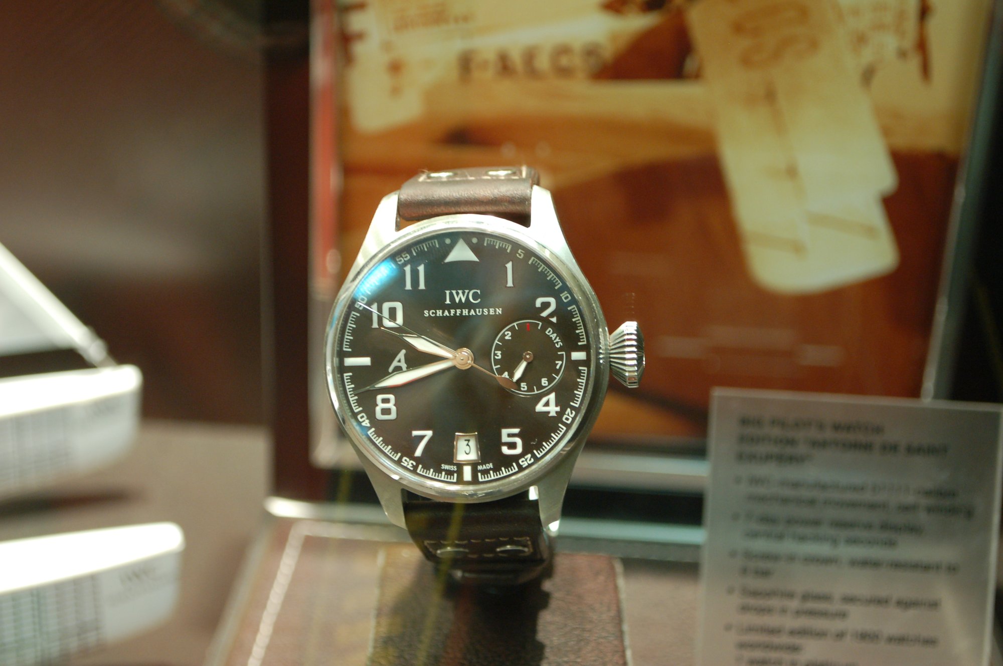 Montre de pilote IWC Big Pilot edition Saint-Exupery, heritiere directe des B-Uhr de la Seconde Guerre mondiale